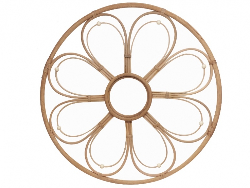 Handcrafted Rattan Flower Wall Decor - Round Boho Aesthetic Hanging